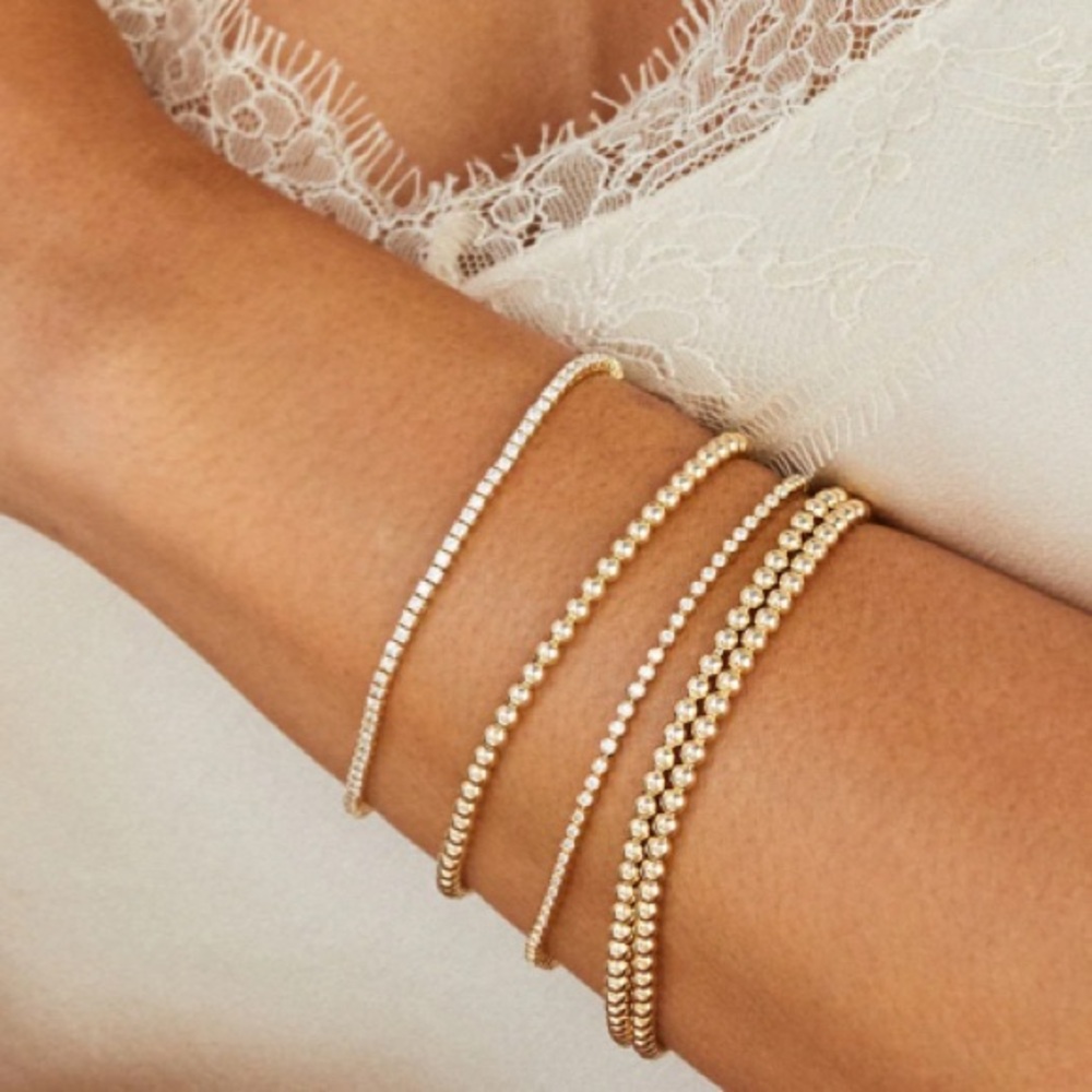 EF Collection Chic Gold Ball Stretch Bracelet -set of 3- original packaging inc - Picture 6 of 12